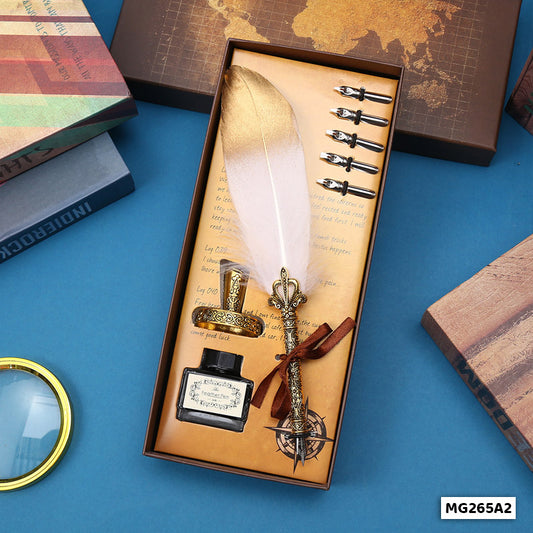 Gift To Love | Feather Ink Pen Box Set | Color : Gold | Code : MG265A2