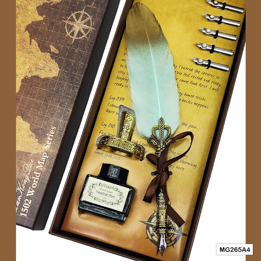 Gift To Love | Feather Ink Pen Box Set | Color : Gold | Code : MG265A4