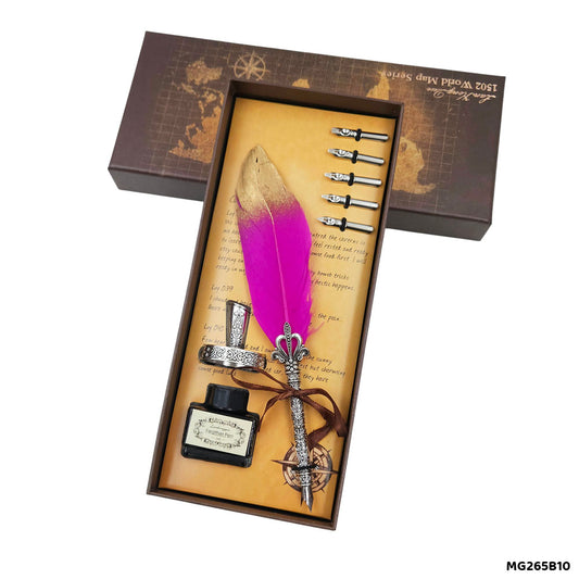 Gift To Love | Feather Ink Pen Box Set | Color : Silver | Code : MG265B10