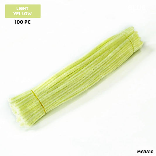 Gift To Love | Craft Pipe Cleaner Chenille Stem Soft Fuzzy Wire | Color : Pastel Yellow | Size : 7 Mm X 30 Cm | Pcs : 100 Pcs | Code : MG3810
