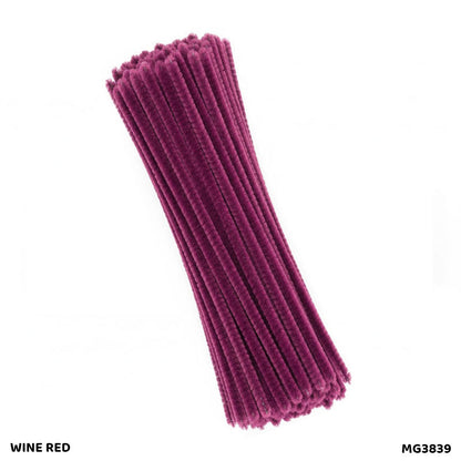 Gift To Love | Craft Pipe Cleaner | Color : Wine Red | Size : 7 Mm X 30 Cm | Pcs : 100 Pcs | Code : MG3839
