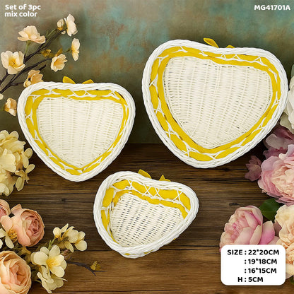 Gift To Love | Wicker Decoration Basket | Size : Heart | Pcs : Set Of 3 Pc | Code : MG41701A