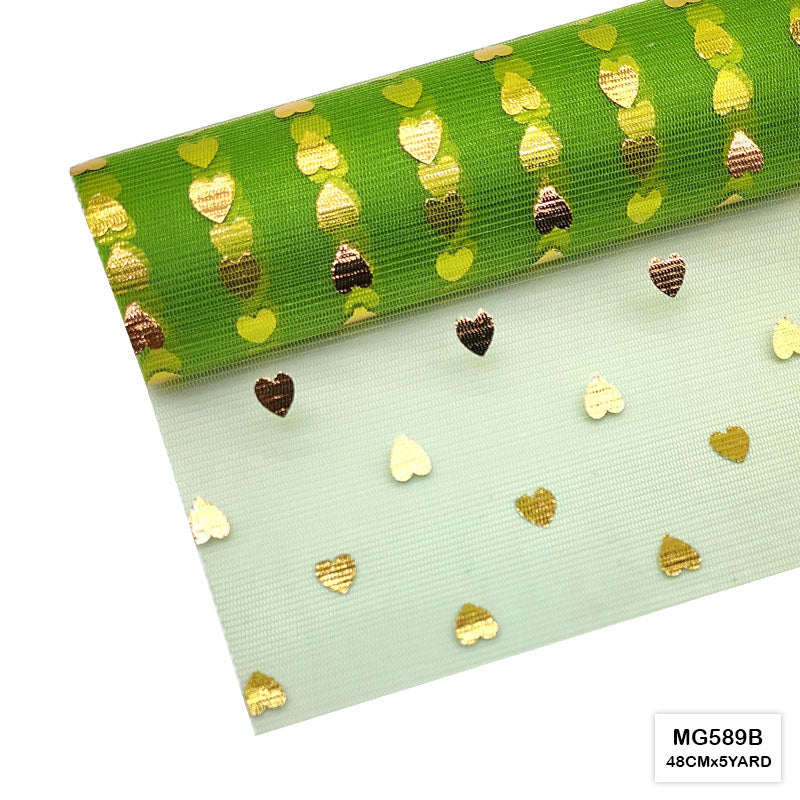 Gift To Love | Gold Heart Net Roll | Size : 48 Cm X 5 Yard | Code : MG589B