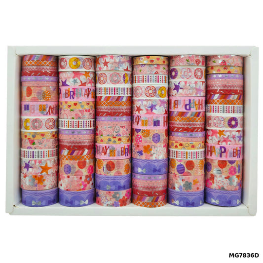 Gift To Love | Washi Tape | Size : 15 Mm X 2 Mtr | Pcs : 60 Pcs | Code : MG7836D