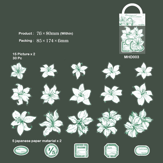 Gift To Love | Blooming Flower Sticker | Size : 76 Mm X 80 Mm | Pcs : 40 Pcs | Code : MHD003