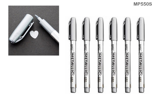 Gift To Love | Metallic Craftwork Pen | Color : Silver | Pcs : 12 Pcs | Code : MP550S