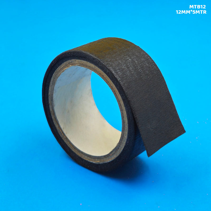 Gift To Love | Masking Tape | Color : Black | Size : 12 Mm X 5 Mtr | Code : MTB12