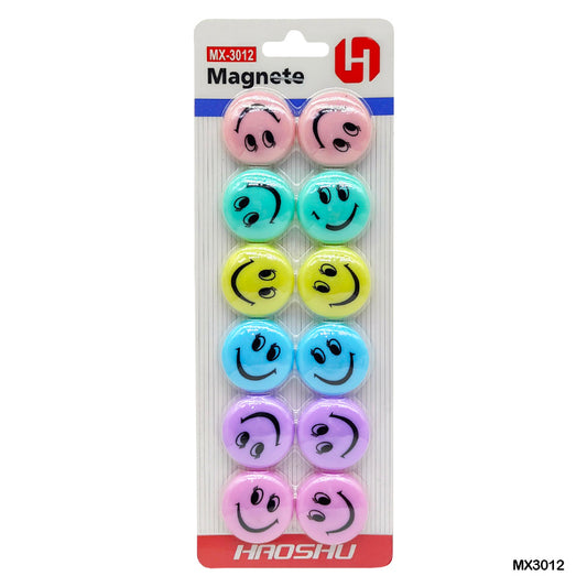 Gift To Love | Emoji Fridge Magnets | Color : Colorful Smiley Face | Size : 33 Mm | Pcs : 12 Pcs | Code : MX3012