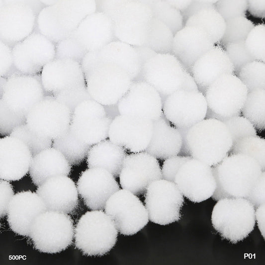 Gift To Love | Pompom Plain Medium | Color : White | Size : 2Cm | Pcs : 500 Pcs | Code : P01