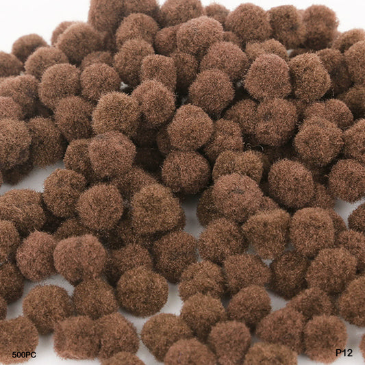 Gift To Love | Pompom Plain | Color : Brown | Size : 2 Cm | Pcs : 500 Pc | Code : P12