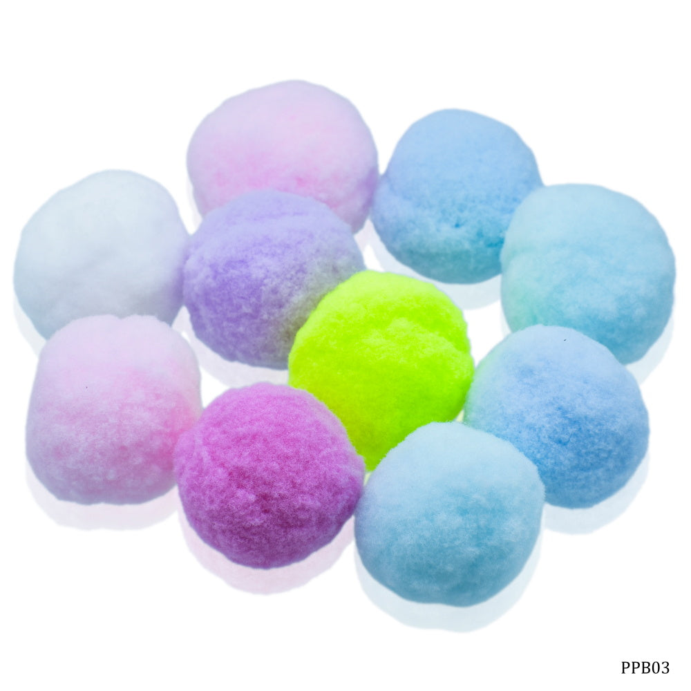 Gift To Love | Pom Pom Ball With Chenille Stem Wire Stick | Color : Pastel Colors | Size : 4 Cm | Pcs : 10 Pcs | Code : PPB03