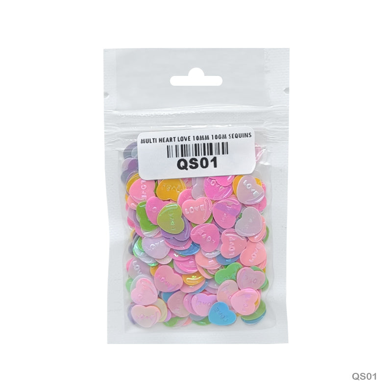 Gift To Love | Heart Love Sequins | Size : 10 Mm | Pcs : 10 Gm | Code : QS01