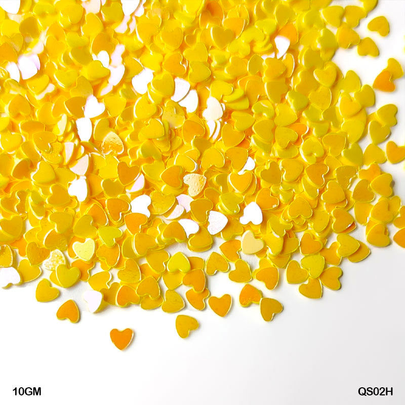 Gift To Love | Heart Sequins | Color : Yellow | Size : 3 Mm | Pcs : 10 Gm | Code : QS02H
