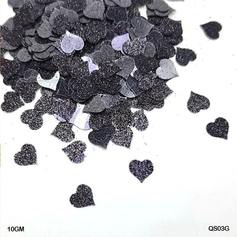 Gift To Love | Heart Glitter Sequins | Size : 7 Mm | Pcs : 10 Gm | Code : QS03G