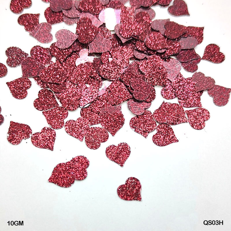 Gift To Love | Heart Glitter Sequins | Size : 7 Mm | Pcs : 10 Gm | Code : QS03H
