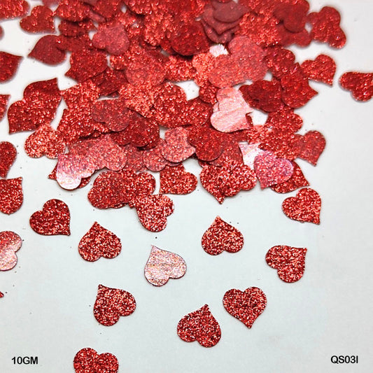 Gift To Love | Heart Glitter Sequence | Size : 7 Mm | Pcs : 10 Gm | Code : QS03I