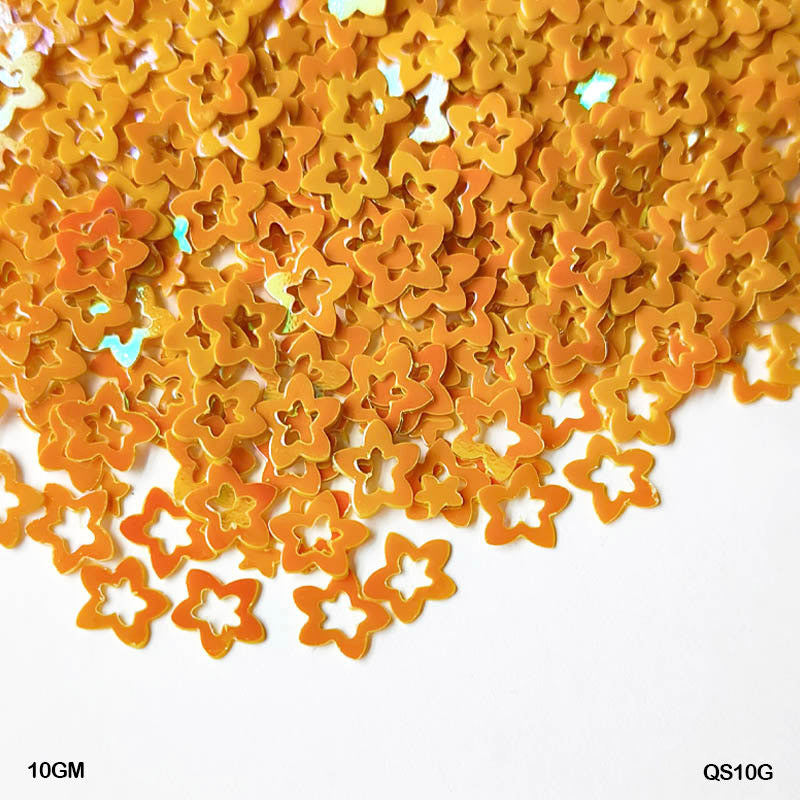Gift To Love | Star Flower Sequins | Color : Yellow | Size : 7 Mm | Pcs : 10 Gm | Code : QS10G