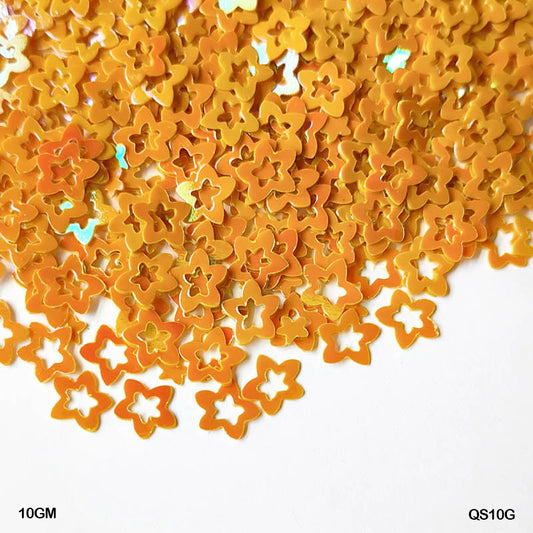 Gift To Love | Star Flower Sequins | Color : Yellow | Size : 7 Mm | Pcs : 10 Gm | Code : QS10G