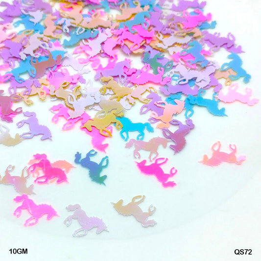 Gift To Love | Unicorn Sequins | Color : Multi | Size : 10-20 Mm | Pcs : 10 Gm | Code : QS72