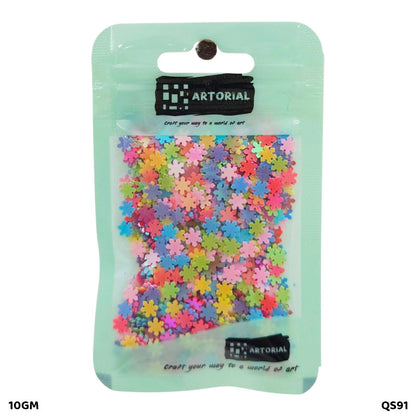 गिफ्ट टू लव | फ्लावर सेक्विन | रंग : मल्टी | साइज़ : 5 एमएम | नग : 10 ग्राम | कोड : QS91
