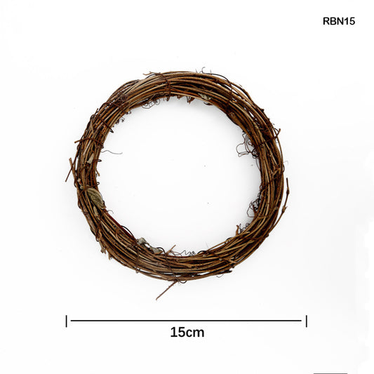 Gift To Love | Ring Wreath Rattan Wicker | Color : Natural Brown | Size : 15 Cm | Code : RBN15