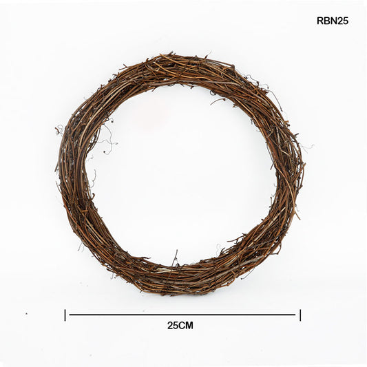 Gift To Love | Ring Wreath Rattan Wicker Diy | Color : Natural Brown | Size : 25 Cm | Code : RBN25
