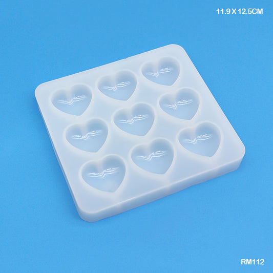 Gift To Love | Silicone Mold 9 Heart | Size : 11.9 X 12.5 Cm | Code : RM112