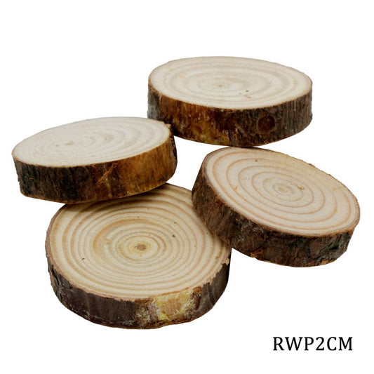 Gift To Love | Round Wood Plate | Size : 2 Cm To 3 Cm | Pcs : 4 Pcs Set | Code : RWP2CM