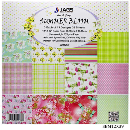 Gift To Love | Paper Summer Bloom | Size : 12X12 | Pcs : 39 Sheets | Code : SBM12X39