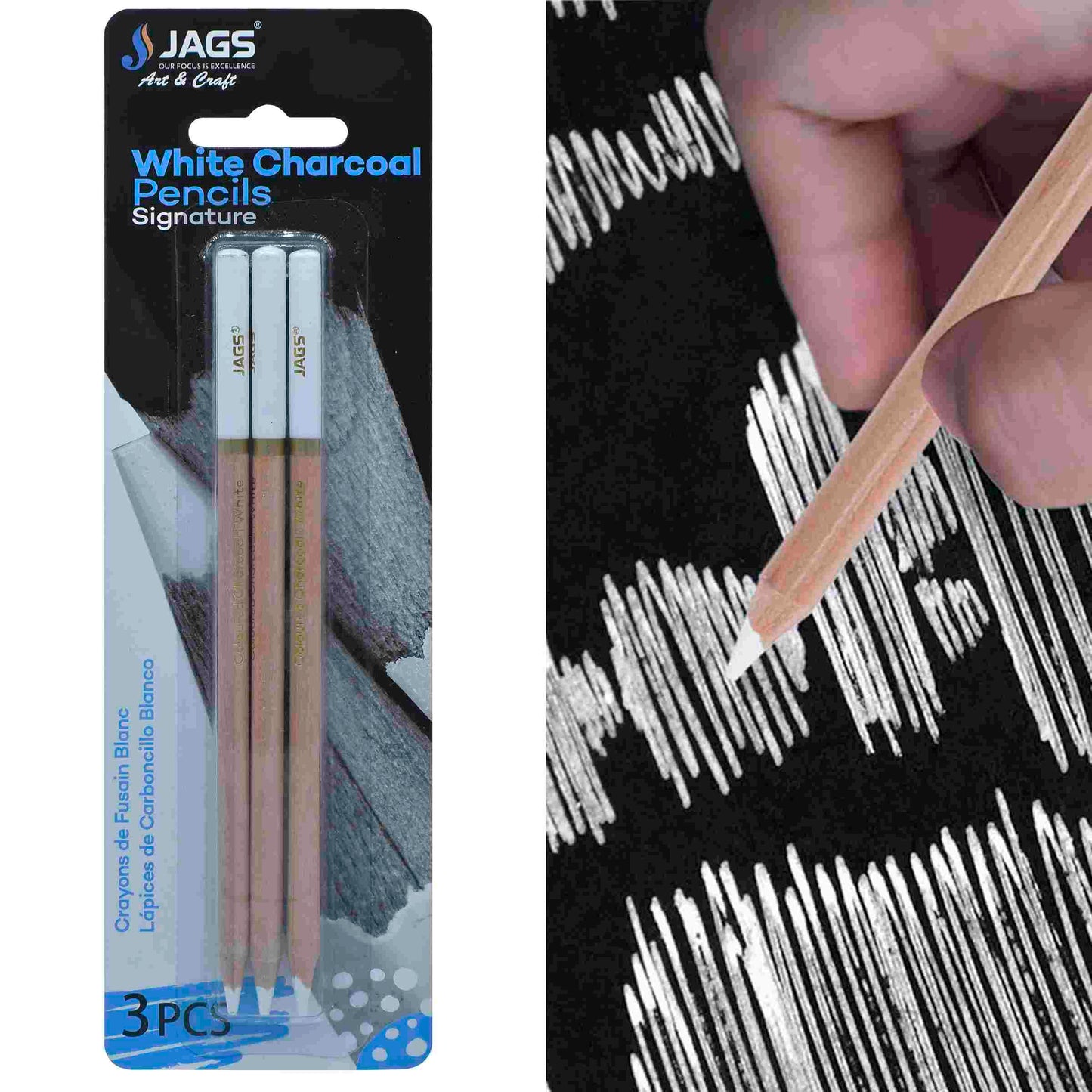 Gift To Love | White Charcoal Pencils | Pcs : 3 Pcs | Code : SBT-3Y