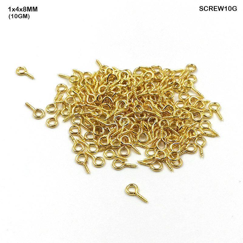 Gift To Love | Screw Steel | Color : Gold | Size : 1 Mm X 4 Mm X 8 Mm | Pcs : 10 Gm | Code : SCREW10G