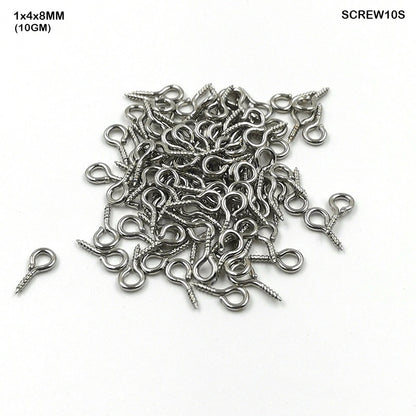 Gift To Love | Screw Steel | Color : Silver | Size : 1 Mm X 4 Mm X 8 Mm | Pcs : 10 Gm | Code : SCREW10S
