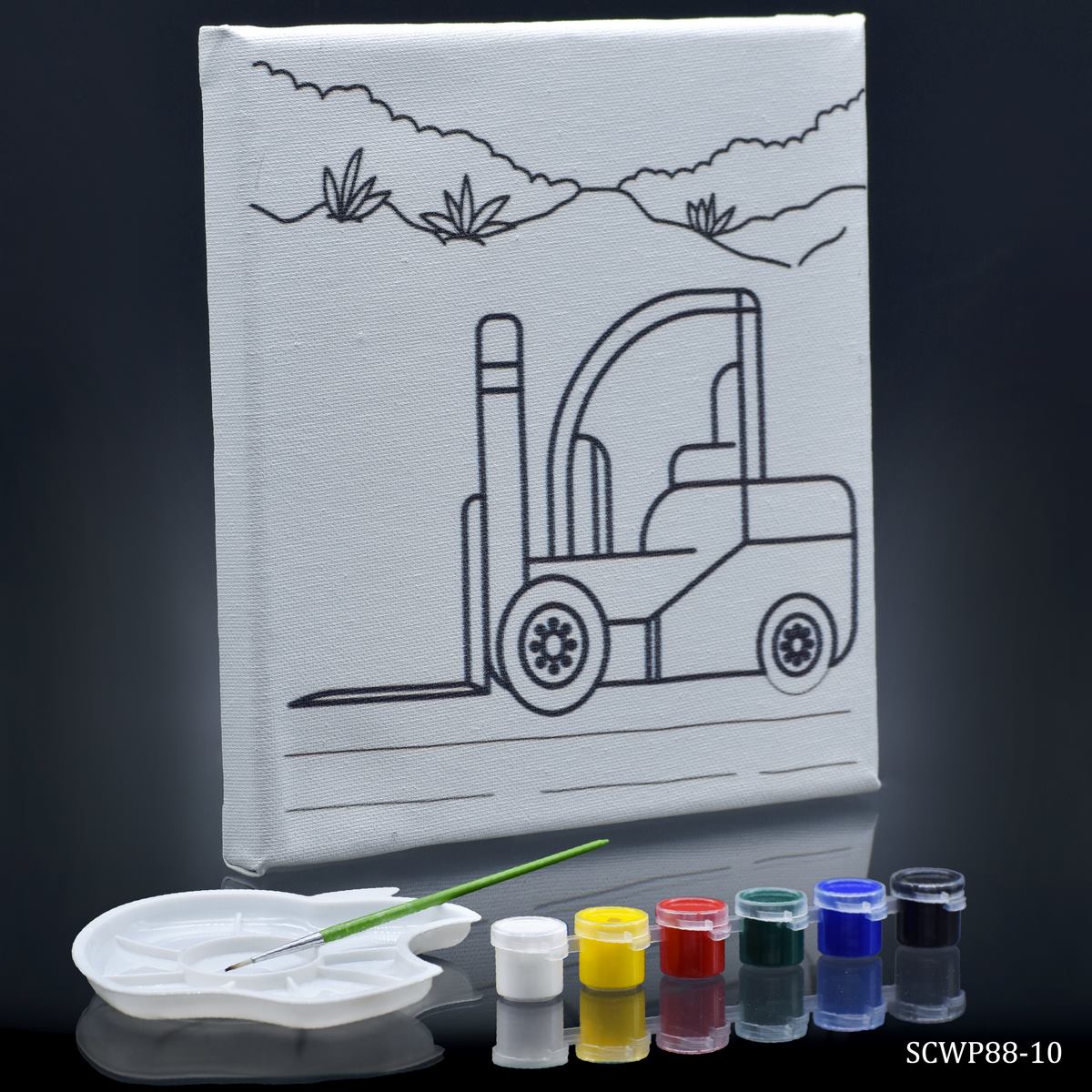 Gift To Love | Stretched Canvas With Print Forklift Truck | Size : 8 X 8 Inch | Code : SCWP88-10