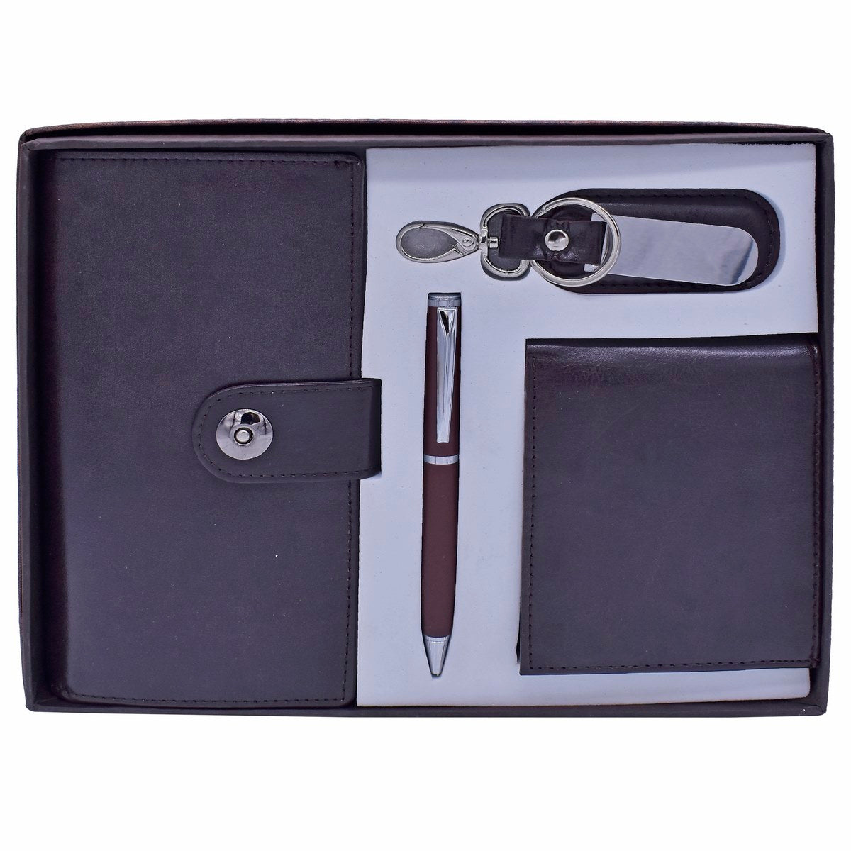 Gift To Love | Keychain Pen Wallet Gents & Ladies | Color : Brown | Code : SET185BN