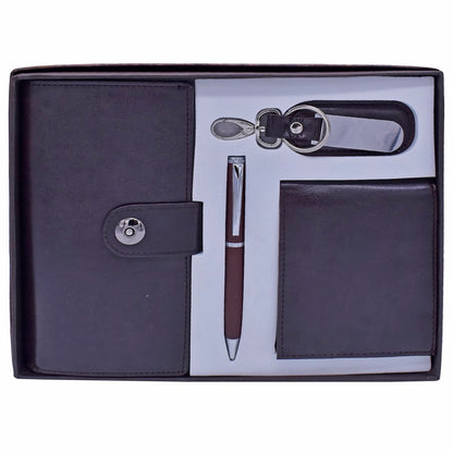 Gift To Love | Keychain Pen Wallet Gents & Ladies | Color : Brown | Code : SET185BN