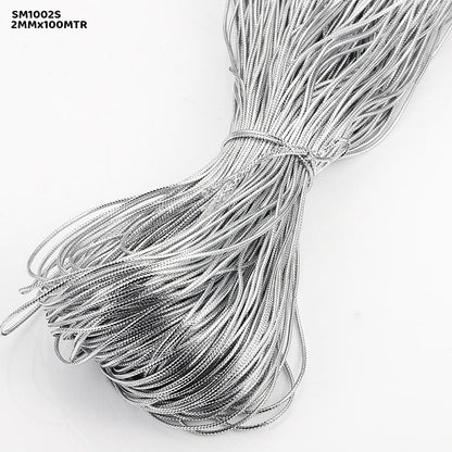 Gift To Love | Shimmer Metallic Cord Thread | Color : Silver | Size : 2 Mm X 100 Mtr | Code : SM1002S