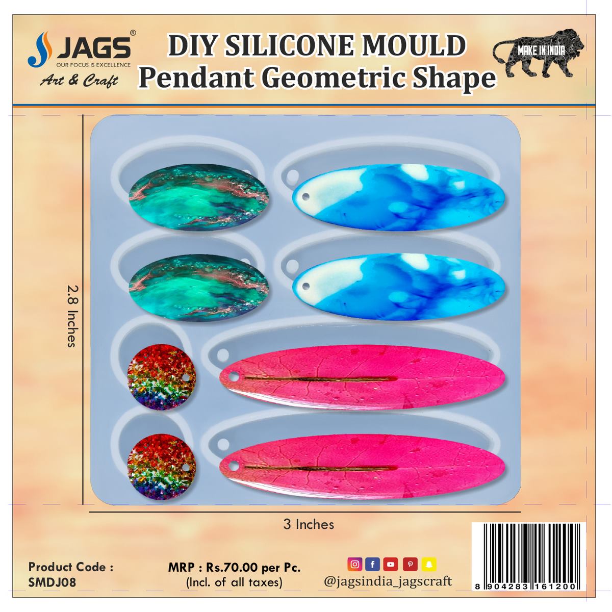 गिफ्ट टू लव | सिलिकॉन मोल्ड DIY ज्वेलरी लॉकेट पेंडेंट ज्योमेट्रिक | कोड : SMDJ08