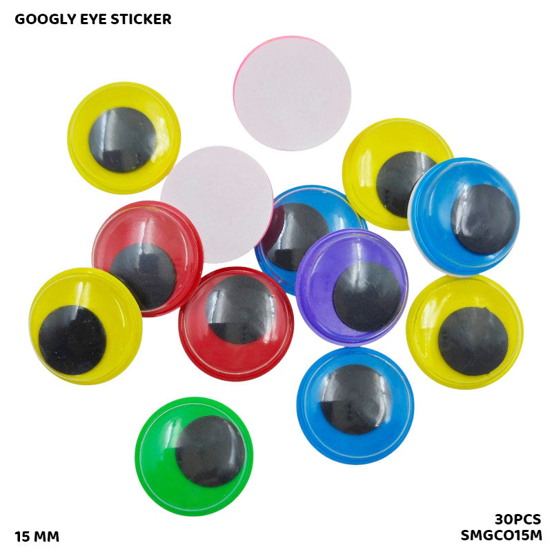 Gift To Love | Googly Eye Colored | Color : Multi | Size : 15 Mm | Pcs : 30 Pcs | Code : SMGCO15M