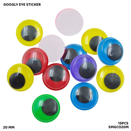 Gift To Love | Googly Eye Colored | Color : Multi | Size : 20 Mm | Pcs : 15 Pcs | Code : SMGCO20M