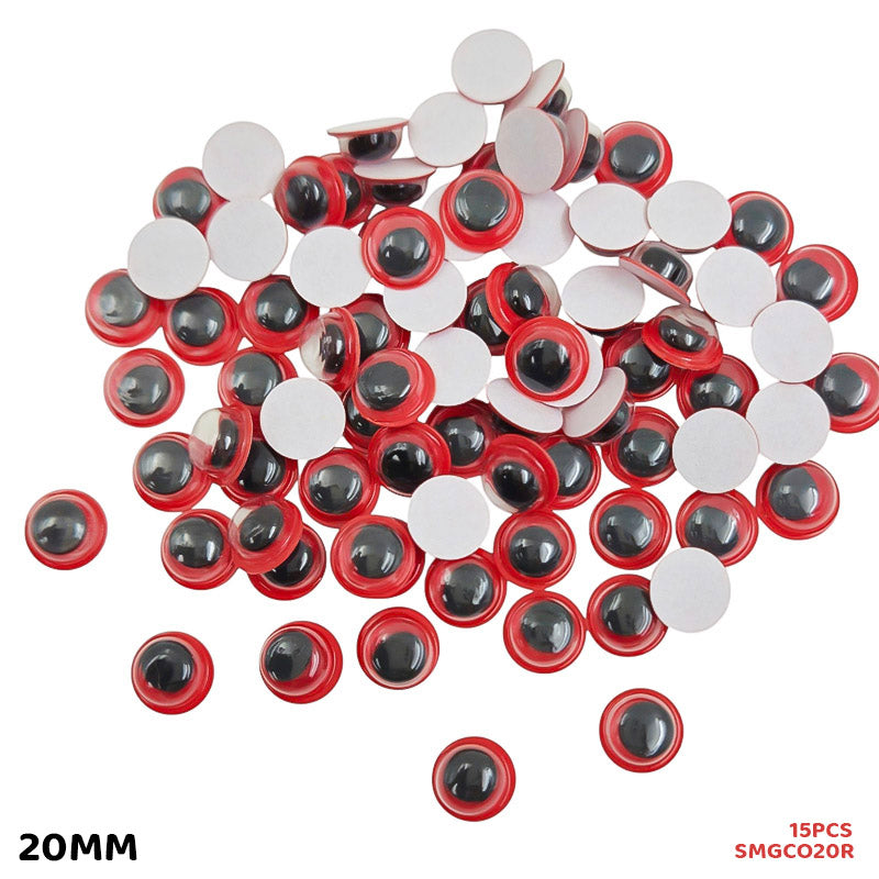 प्यार के लिए तोहफा | गूगली आई रंगीन 20MM लाल 15 पीस | कोड : SMGCO20R