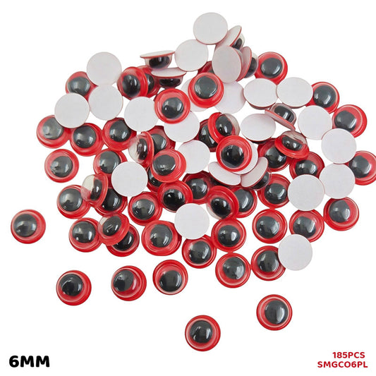 Gift To Love | Googly Eye Colored Sticker | Color : Red | Size : 6 Mm | Pcs : 185 Pcs | Code : SMGCO6R
