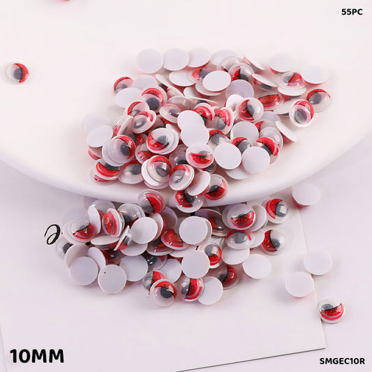 Gift To Love | Googly Eye With Eyelash 10MM Red 55PC | Code : SMGEC10R