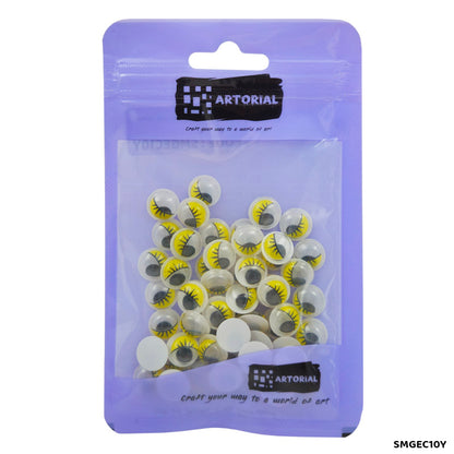 गिफ्ट टू लव | गूगली आई विद आईलैश 10MM पीला 55PC | कोड: SMGEC10Y