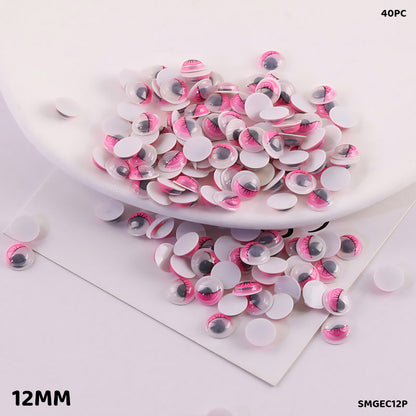 Gift To Love | Googly Eye With Eyelash | Color : Pink | Size : 12 Mm | Pcs : 40 Pcs | Code : SMGEC12P