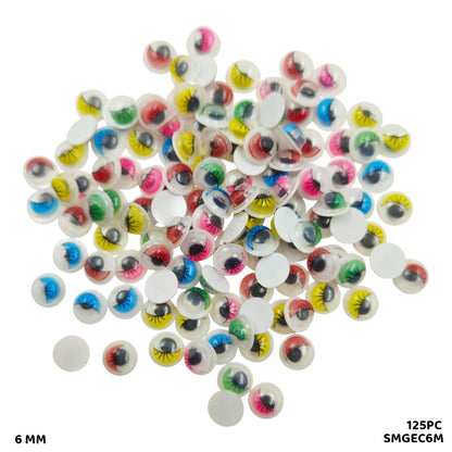 Gift To Love | Googly Eye With Eyelash | Color : Multi | Size : 6 Mm | Pcs : 125 Pc | Code : SMGEC6M