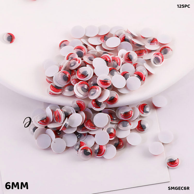 Gift To Love | Googly Eye With Eyelash | Color : Red | Size : 6 Mm | Pcs : 125 Pcs | Code : SMGEC6R