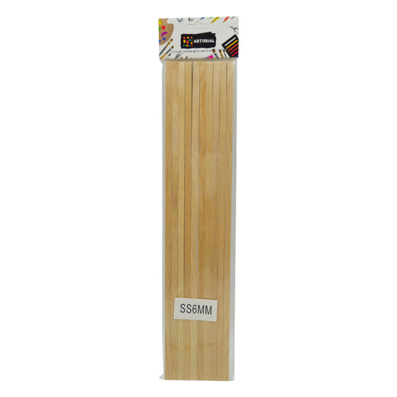 Gift To Love | Wooden Stick Square | Size : 30 Cm X 6 Mm | Pcs : 10 Sticks | Code : SS6MM