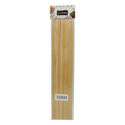 Gift To Love | Wooden Stick Square | Size : 30 Cm X 6 Mm | Pcs : 10 Sticks | Code : SS6MM