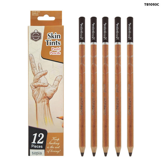 Gift To Love | Skin Tints Pastel Pencils | Color : Sepia | Pcs : 12 | Code : TB1093C