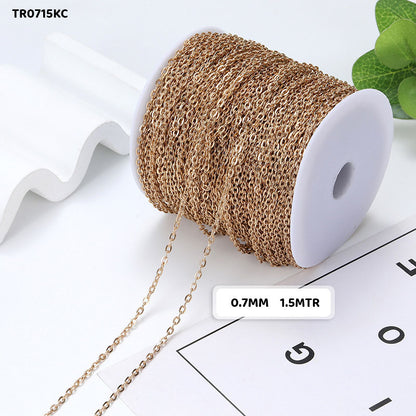 Gift To Love | Chain Round | Color : Gold | Size : 0.7 Mm | Pcs : 1.5 Meter | Code : TR0715KC